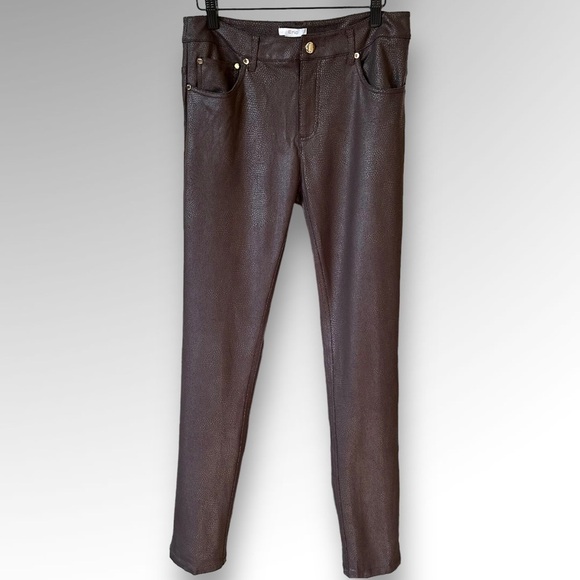 Eric Pants - Eric Womens Straight Taupe Snake Skin Embossed Pants Sz 8